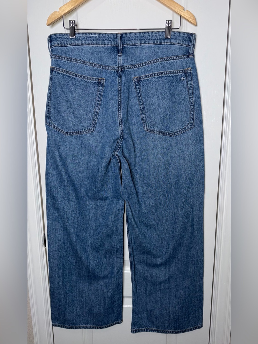 Rag & Bone Lori Mid Rise Crop Wide Leg Jeans Medium Wash Denim Size 29 - Picture 4 of 8